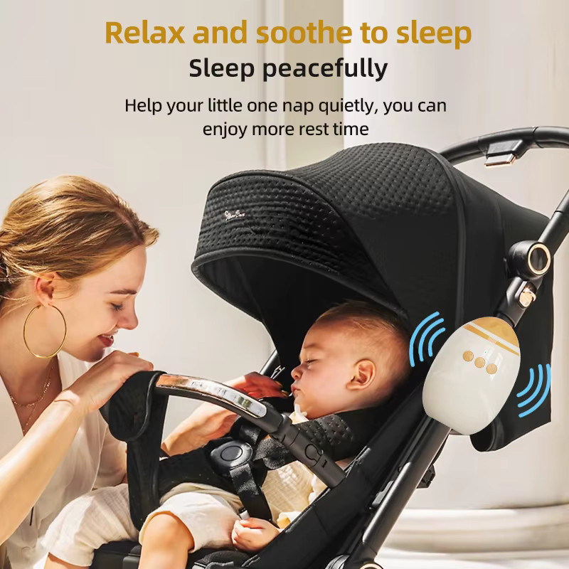 Tragbare Baby Schaukel und Schlafförderung mit weißem Rauschen für Kinderwagen und Infant Rocker in Weiß und Beige - Bild 2