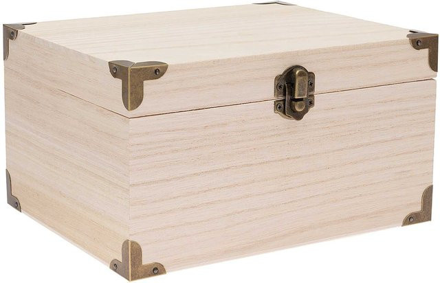 Rico Design Holz-Schatztruhe aus Paulownie in Beige und Braun, B/T/H: 20 x 16 x 11 cm - Bild 1