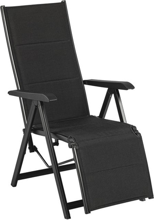 Kettler BasicPlus Padded Relaxsessel in Anthrazit mit verstellbarer Rückenlehne und Armlehnen aus Aluminium und Textilene
