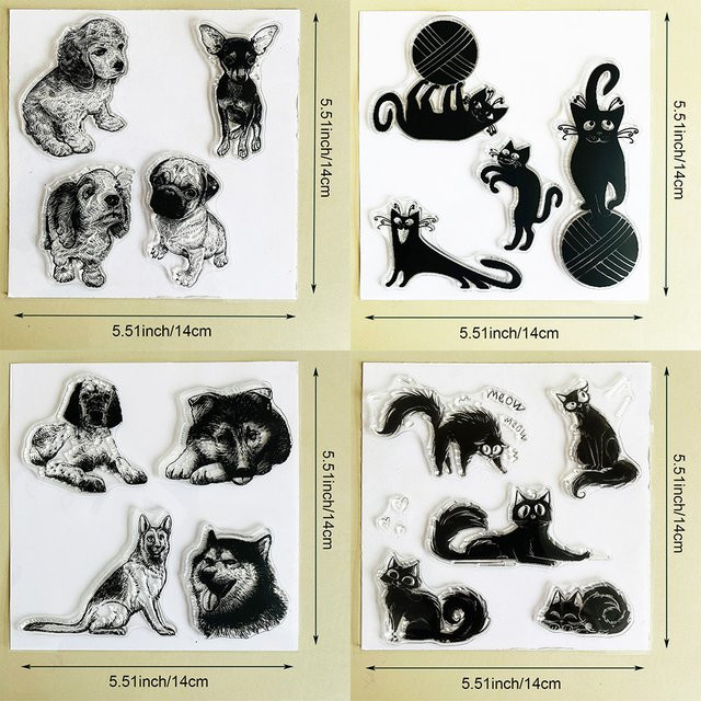 Ccute Klarsichtstempel mit Katzen und Hunden für Scrapbooking, Kartenherstellung und DIY-Bastelprojekte, transparent - Bild 1