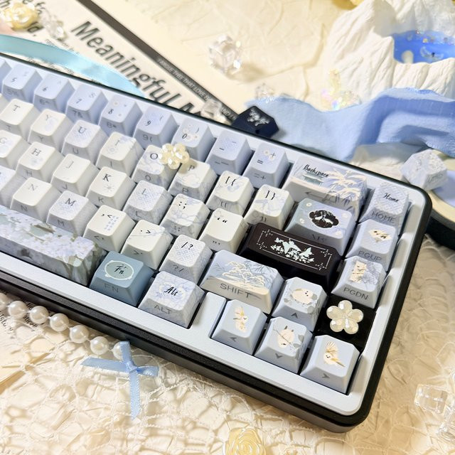 TTTSKONE PBT Tastenkappen im Cherry-Profil mit 5-seitiger Sublimation und Seitendruck, transparent, 120 Stück - Bild 1