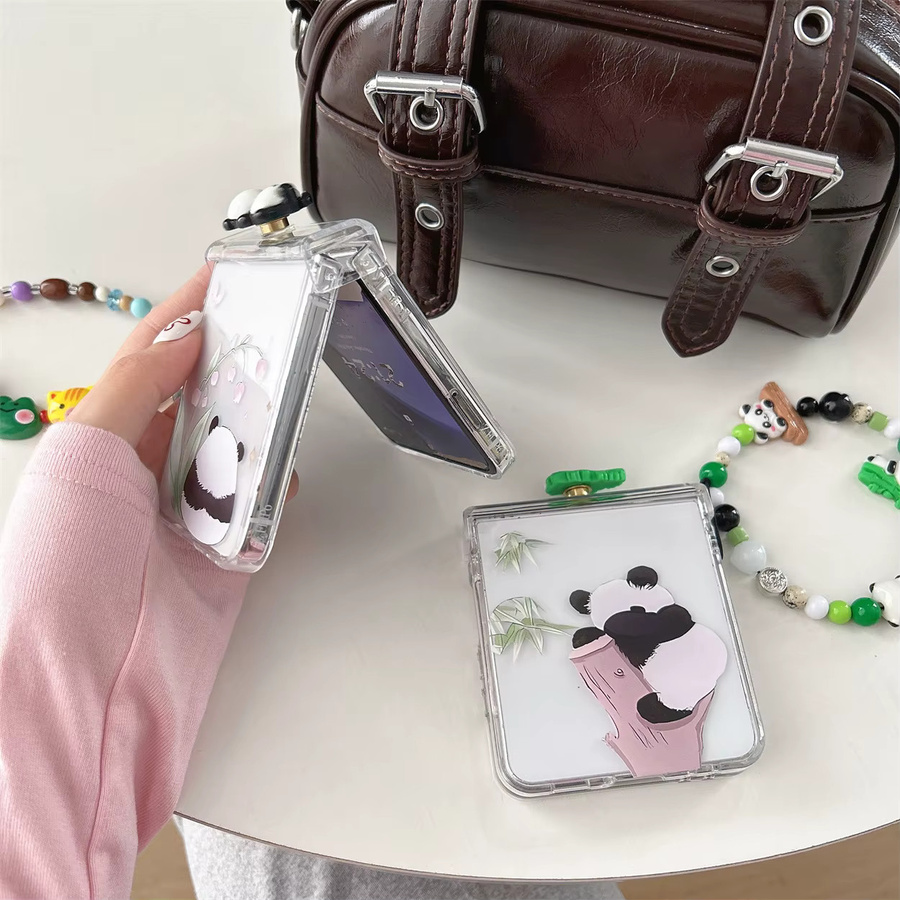3D Panda und süße Katze Handyhülle mit Handgelenkschlaufe für Samsung Galaxy Z Flip 7 FE 6 5 4 3, transparent - Bild 3