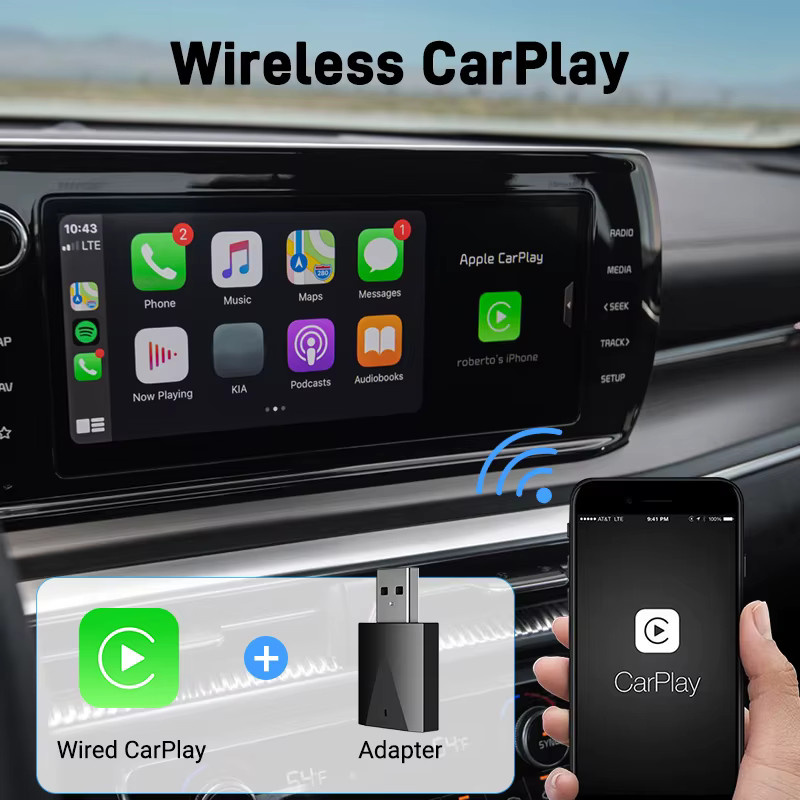 XUDA Wireless CarPlay und Android Auto Adapter 2 in 1 in Schwarz für werkseitig verdrahtete Fahrzeuge - Bild 2