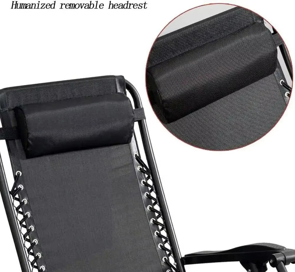 AuAg Zero Gravity Liegestuhl mit Armlehnen und Getränkehalter, gepolsterter Klappstuhl aus Textilene für Camping, Terrasse und Garten, in Beige oder Schwarz - Bild 2