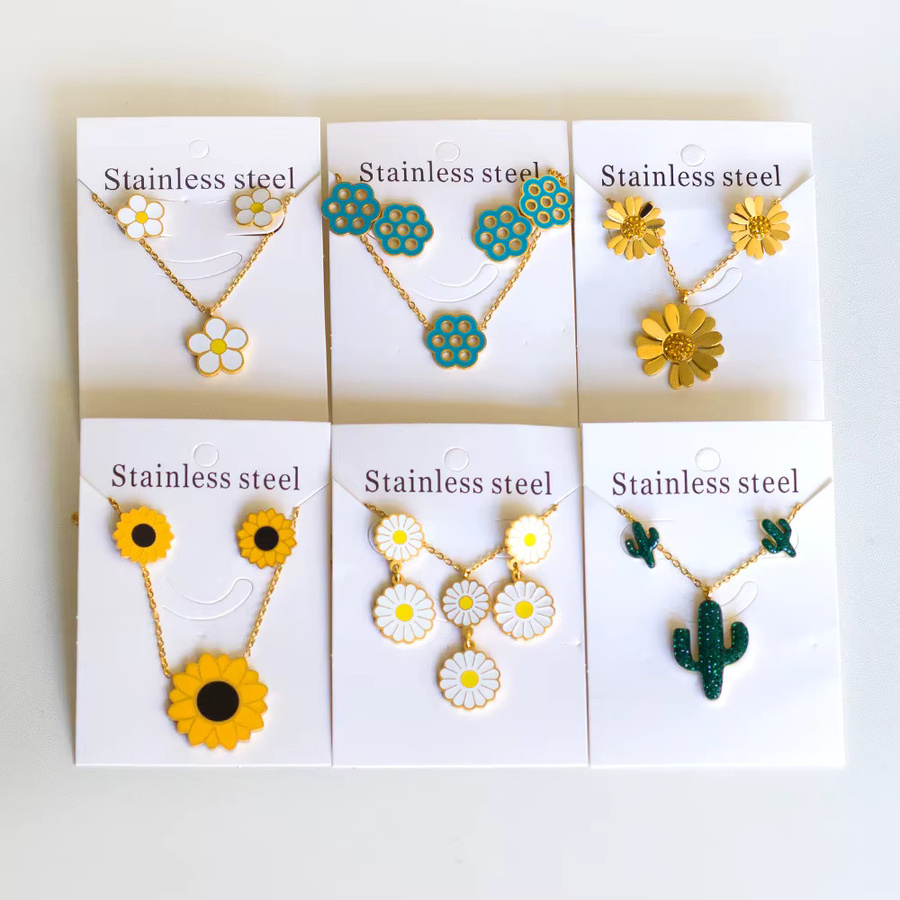 LUXUKISSKIDS Schmuckset Edelstahl, Gold versilbert, Gänseblümchen, Damen - Bild 1