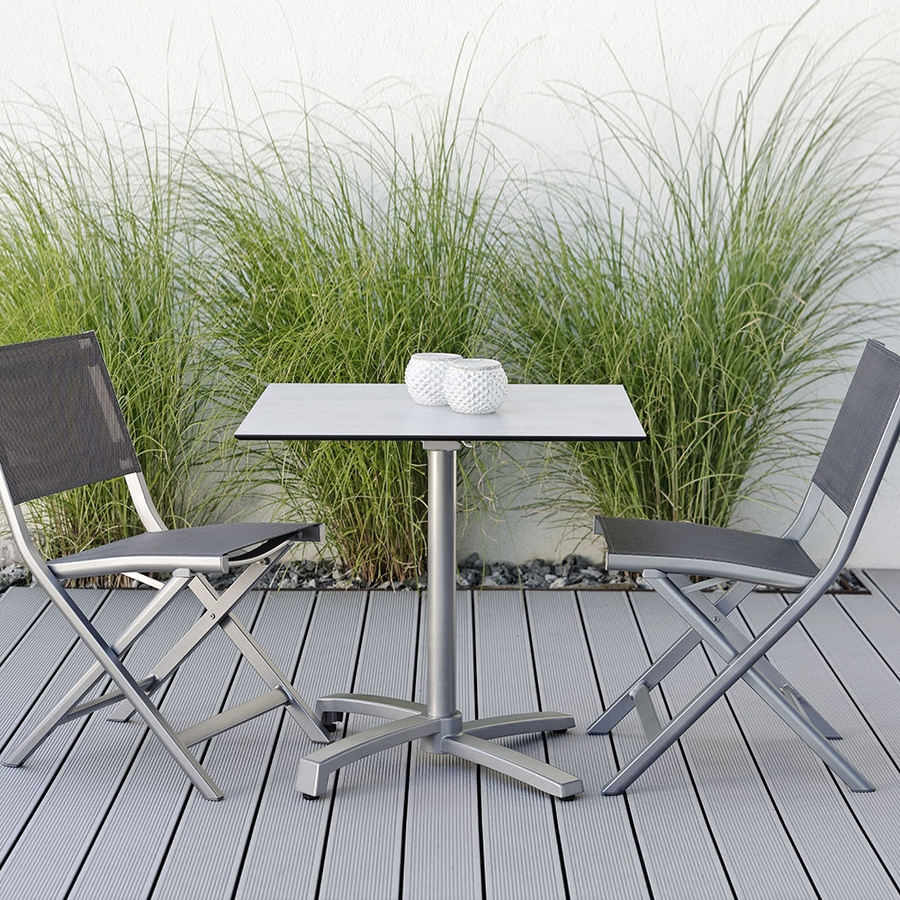 Stern Livorno Tischgestell aus Aluminium in Graphit, abklappbar und ineinander stellbar für Silverstar 2.0 Tischplatten Ø 80 cm und 80x80 cm - Bild 1