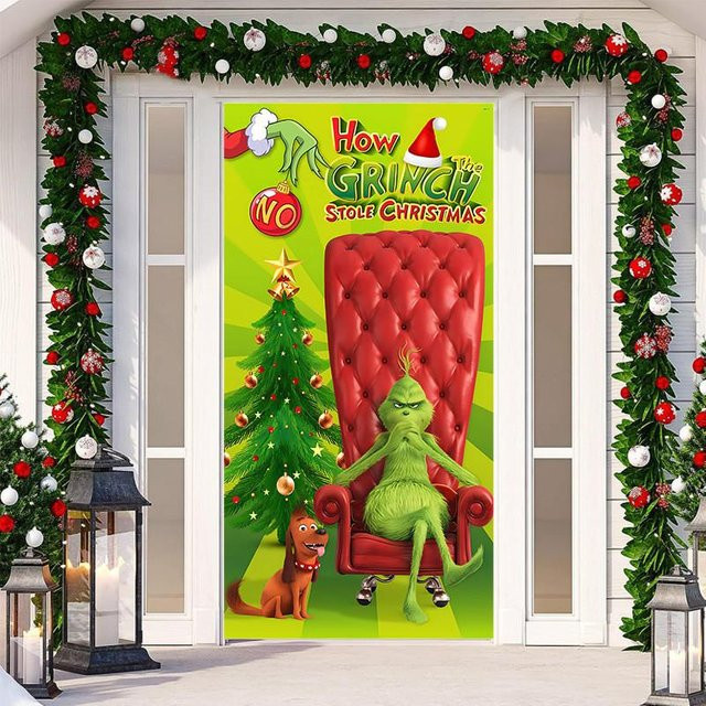 Youhua Weihnachtstürabdeckung in Weiß und Multicolour, dekorative Weihnachtstürdekoration für die Feiertage, B/H: 200 x 90 cm - Bild 1