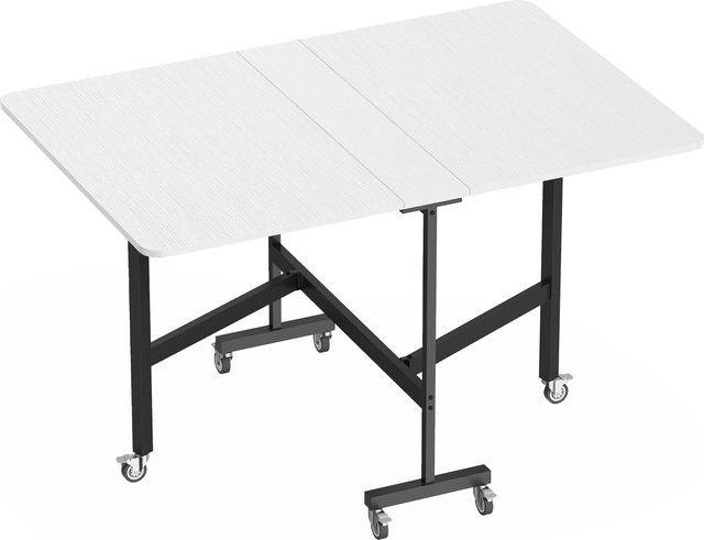 HOMCOM Klappbarer Esstisch mit Rollen für 4-6 Personen, Mobiler Küchentisch mit Stahlbeinen in Weiß, B/T/H: 120 x 80 x 73 cm - Bild 1