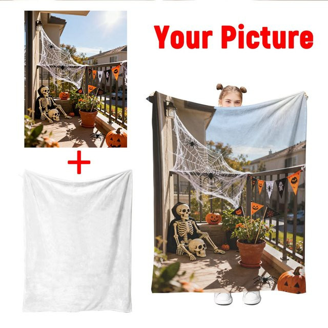 Individuelle Halloween-Paar-Foto-Flanellblanke von SRH aus Polyester, maschinenwaschbar - Bild 1