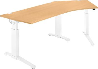 Schäfer Shop Genius Schreibtisch ERGOSTYLE S Eckschreibtisch, manuell höhenverstellbar, C-Fuß Gestell, Buche/weiß, B: 216,5 cm, T: 80 cm, H: 67,5-89,5 cm - Bild 1