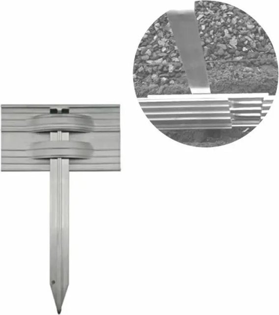 Green-Split Erdanker-Set aus Aluminium für Rasenkanten in Silber und Grün - Bild 1