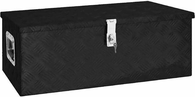 DELUKE Aluminiumbox mit Deckel und Schloss, abschließbare Alubox für Anhänger, Schwarz, B/T/H: 80 x 39 x 30 cm - Bild 1