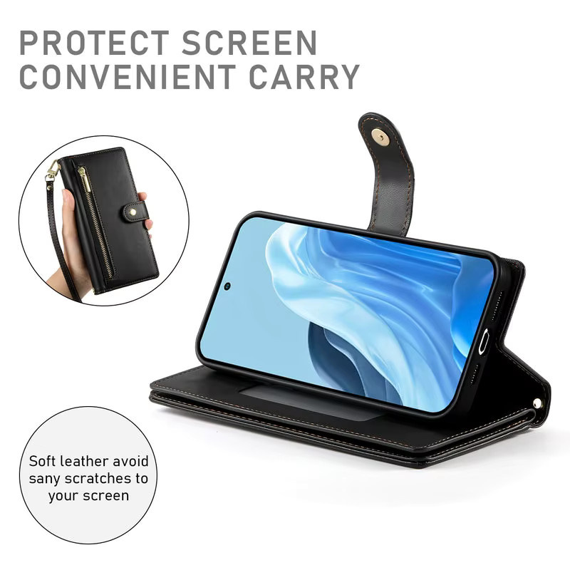 Aierkeba Reißverschluss-Crossbody-Kartenetui als Flip Cover für Samsung Galaxy A-Serie in Pink - Bild 5