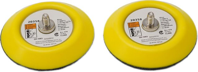 Vibratite 2er-Set Schleifen-Stützteller 75 mm mit M6 Gewinde in Gelb für DA- und Pneumatik-Schleifer - Bild 1