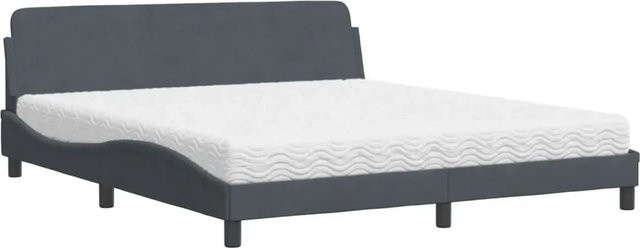 vidaXL Bett mit Matratze aus Samt und Schaumstoff in Grau, B/T: 180 x 200 cm - Bild 1
