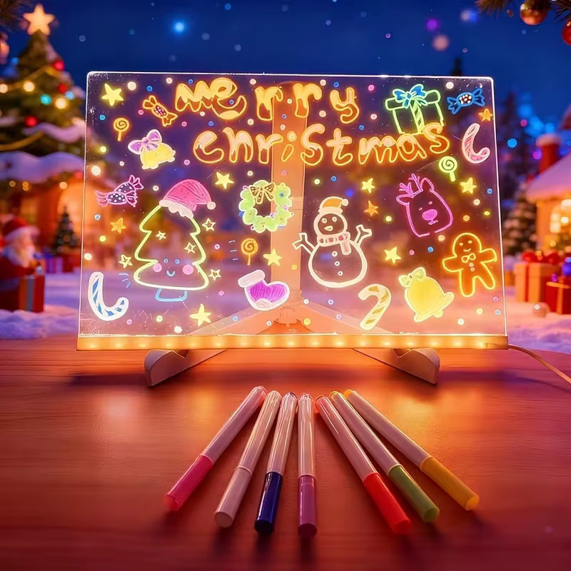 VENUSWING LED-Acryl-Haftnotizenbrett mit RGB-Beleuchtung, transparentes Whiteboard als Nachtlicht für Home Office und Schule, Multicolor - Bild 2