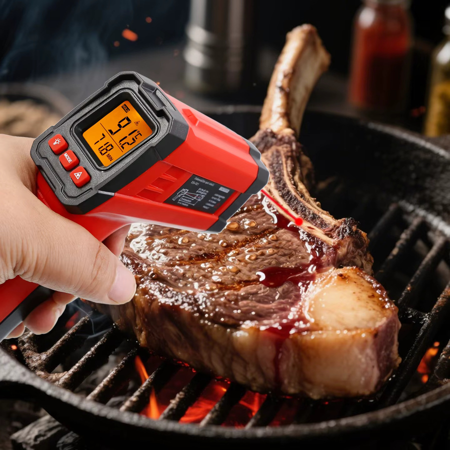 IVOLWIN Infrarot-Thermometerpistole in Rot zur Messung der Grill-, Fleisch- und Öltemperatur - Bild 3