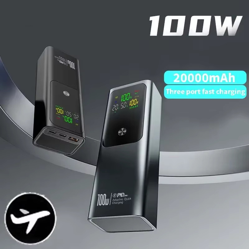 PD100W Power Bank mit 20000 mAh Kapazität und Schnellladefunktion für Laptop und iPhone, USB-C, in Schwarz oder Silber - Bild 4