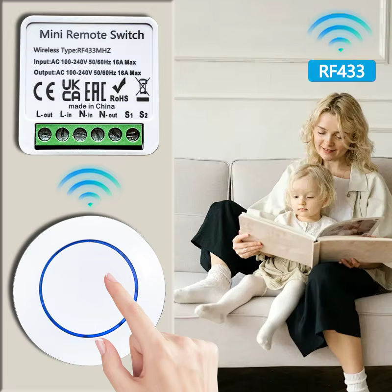 AXUS 433 MHz Relais Empfänger Modul mit Fernbedienung für Smart Home, Drahtloser Lichtschalter in Weiß - Bild 3