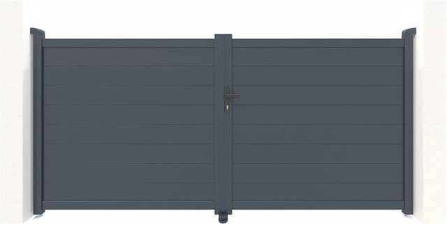 Casanoov Elektrisches Flügeltor Eiger aus Aluminium in Anthrazit und Grau mit Drehtorantrieb Ranger B150, B/H: 305 x 145 cm - Bild 1