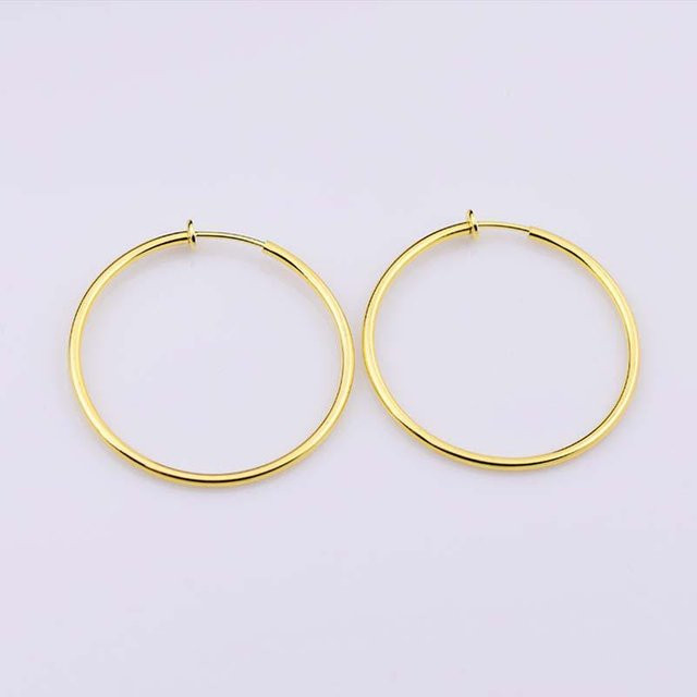 Ohrclips Creolen Feder, Gold, Zinklegierung, Damen, 60mm - Bild 1