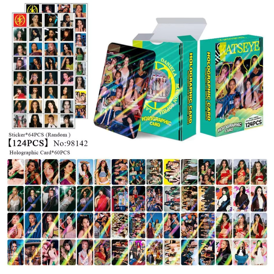 LOMO KATSEYE Laser-Flash KPOP Fotokarten Set mit 124 Stück in Multicolor - Bild 2