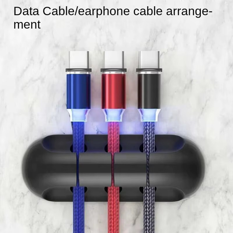 Selbstklebender Kabelmanager aus Silikon in Schwarz als Desktop-Organizer mit Fixierhalterung für Mauskabel, Headset und Handy-Datenkabel - Bild 5