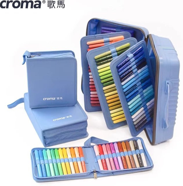 CROMA Nachfüllbares Direktflüssig-Acrylmarker-Set mit weicher Spitze, layerfähig und abwaschbar, Multicolour - Bild 1