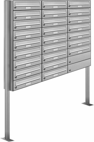AL Briefkasten-System für 25 Parteien, freistehend, silberfarben, B/H/T: 153,486 x 170,0 x 27,5 cm - Bild 1