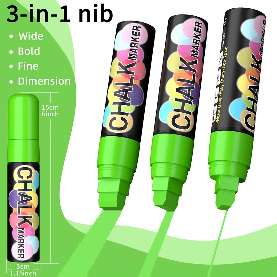 Kolorowys Jumbo-Flüssigkreide-Marker in 8 Farben, waschbare Kreidestifte für Fenster und Autos, Breite: 15 mm - Bild 3