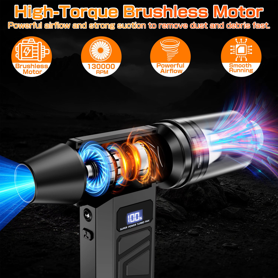 NOPNOG 2-in-1 Autostaubsauger und Turbo-Lüfter in Schwarz mit Saug- und Blasfunktion - Bild 4