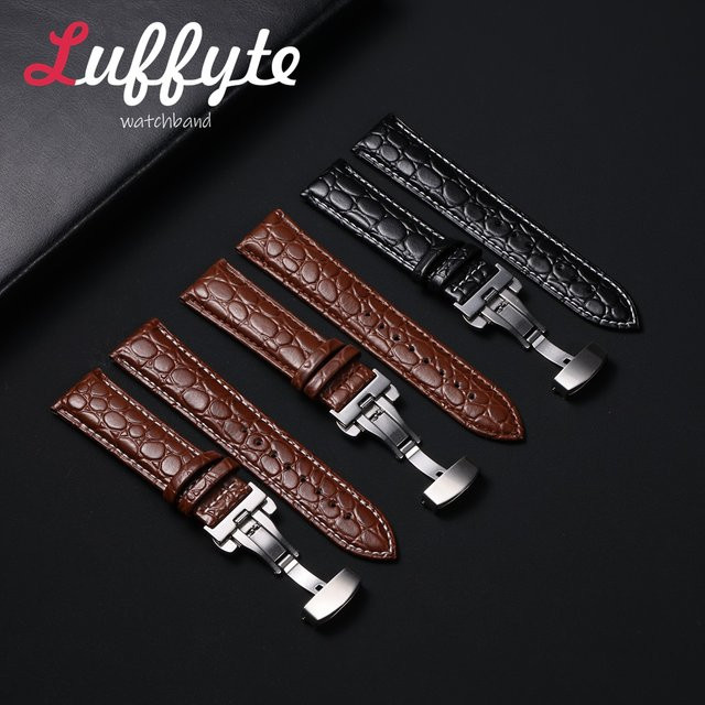 luffyte Uhrenarmband Krokodilmuster PU-Leder, Herren, Silber - Bild 1
