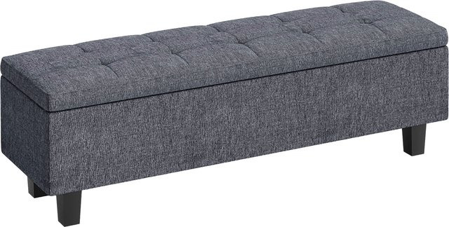 HOMCOM Sitzbank mit Stauraum in Dunkelgrau mit Leinenoptik und Holzbeinen, B/T/H: 138 x 40 x 45 cm - Bild 1
