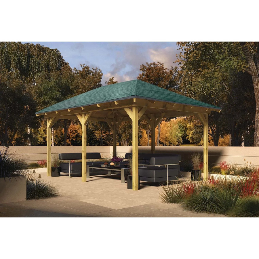Karibu Pavillon Bever mit Walmdach, kesseldruckimprägniert, B/T/H: 429 x 289 x 296 cm - Bild 2