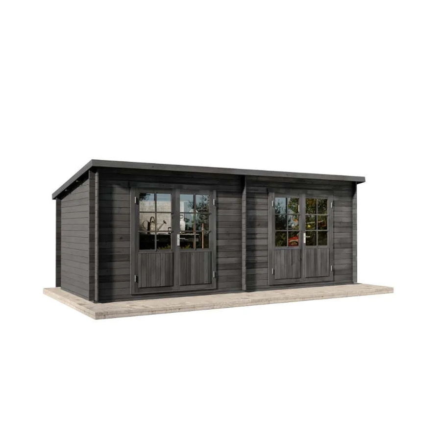 Alpholz Gartenhaus Maria Twin Log Cabin in Grau mit 40 mm Wandstärke, B/T: 598 x 250 cm - Bild 2
