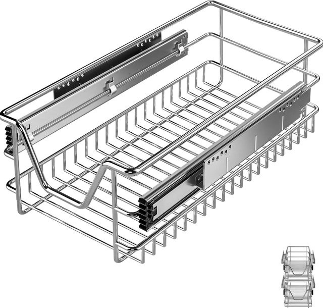 Casaria Teleskopschublade 2er-Set aus Stahl in Chrom, Breite: 30 cm - Bild 1