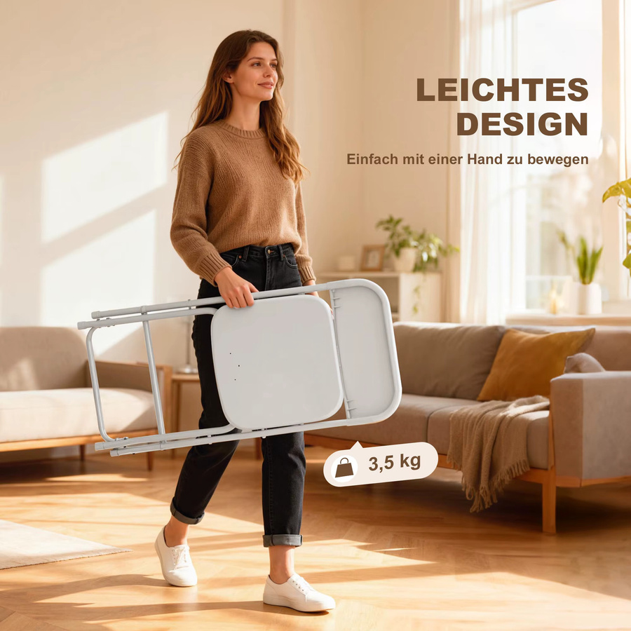 6er Set HOMCOM Klappstühle aus Kunststoff mit Stahlgestell in Weiß für Küche und Esszimmer, belastbar bis 120 kg - Bild 5