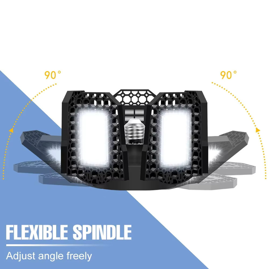 CanLing LED-Birne E27 mit 250W, verformbare Deckenleuchte in Schwarz für Garage und Keller, CCT-Funktion für warmweißes und kaltweißes Licht - Bild 3