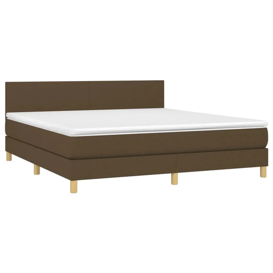 vidaXL Boxspringbett mit Matratze und LED in Dunkelbraun, Hybrid-Bett mit USB-Ladeport und Unterbettbeleuchtung, B/T: 180 x 200 cm - Bild 2