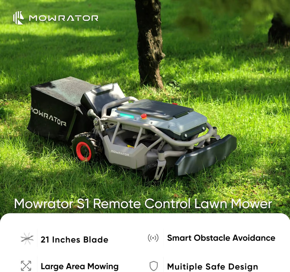 Mowrator S1 2WD Ferngesteuerter Rasenmäher mit Laubzerkleinerungs-Sauger, Grau, 53 cm Schnittbreite, 4,6–11,8 cm Schnitthöhe, 18Ah Akku - Bild 2