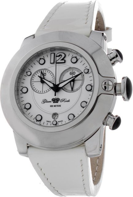 GLAM ROCK Armbanduhr, Quarz, Edelstahl, Weiß, 44 mm, Damen - Bild 1