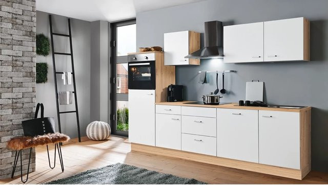 Menke Küchenzeile Artisan Classic in Weiß Matt und Artisan Eiche Nachbildung, Breite: 280 cm, Tiefe: 60 cm - Bild 1