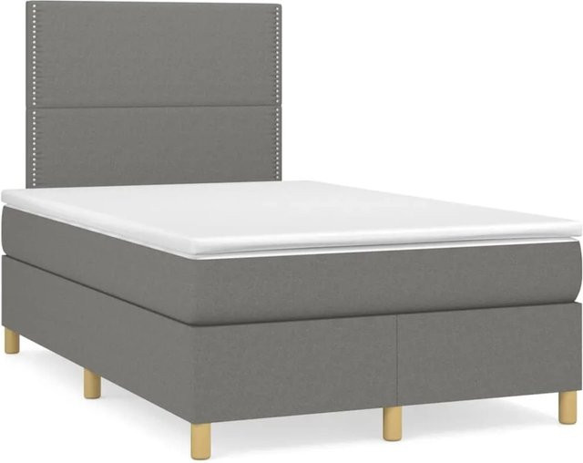 vidaXL Boxspringbett mit Matratze Hybrid-Design in Dunkelgrau, B/T/H: 120 x 200 x 128 cm - Bild 1