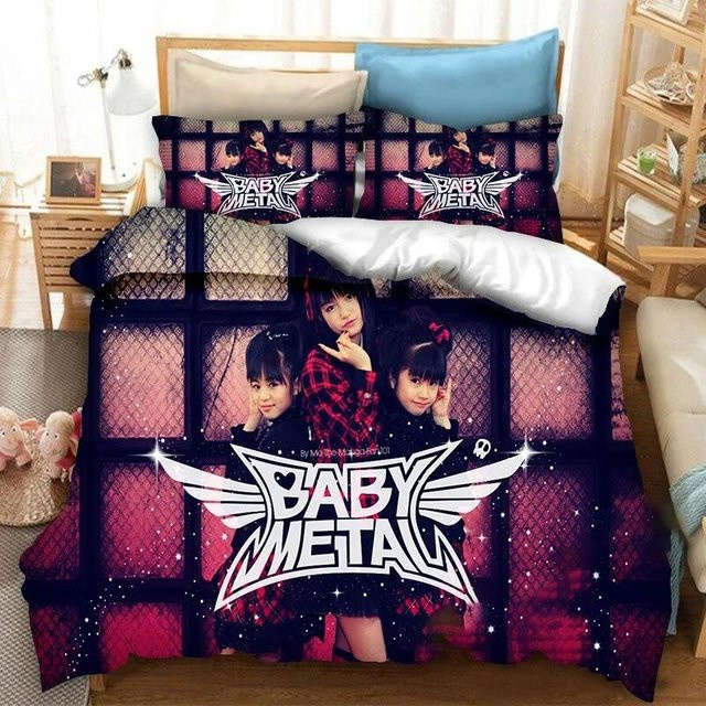 BABYMETAL Rockband Bettwäsche Set aus Mikrofaser mit Bettbezug und Kissenbezug, Mehrfarbig, Breite: 140 cm, Länge: 200 cm - Bild 1