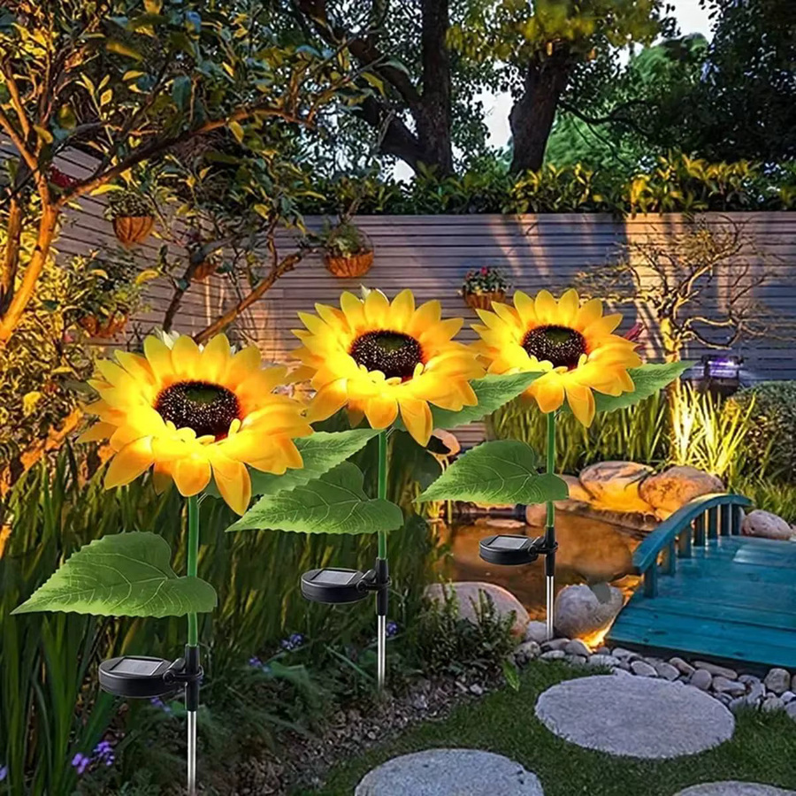 Peach Forest Solar Sonnenblumen LED Gartenleuchte, Gelb, Warmweiß - Bild 5