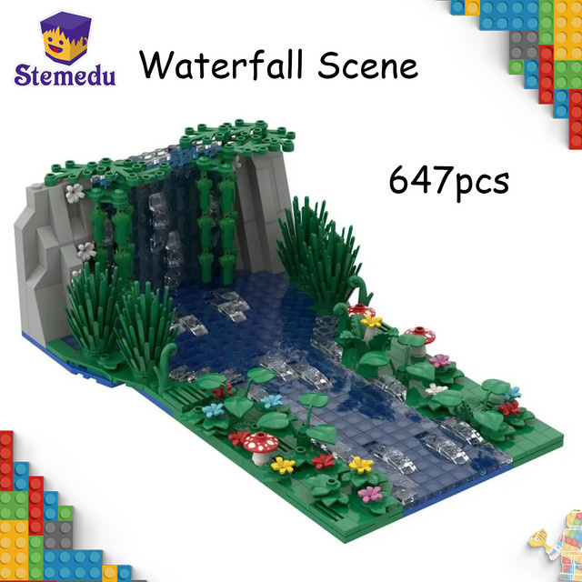 stemedu Wasserfall Szene, Bausteine, 647 Teile - Bild 1