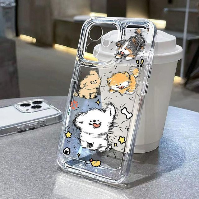 TUNEDEE Handyhülle mit niedlichem Hunde-Design für Samsung Galaxy Modelle in Grau/Transparent - Bild 1