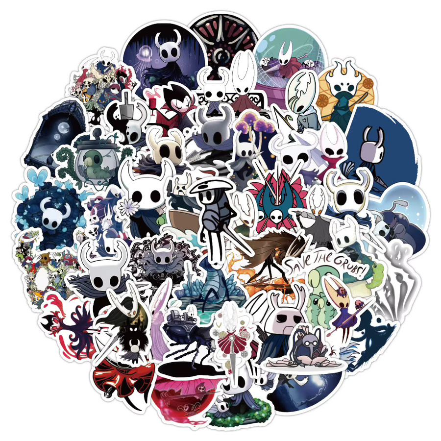 50 Stück Anime Hollow Knight Aufkleber Set, wasserdichte Sticker in Multicolour für Laptop, Telefon und Skateboard - Bild 2