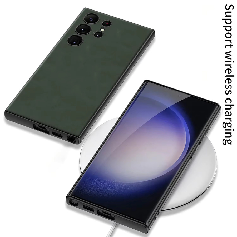 Stoßfeste Leder Hartschale Handyhülle für Samsung Galaxy S25, S24 Plus und S24 Ultra in Schwarz - Bild 2