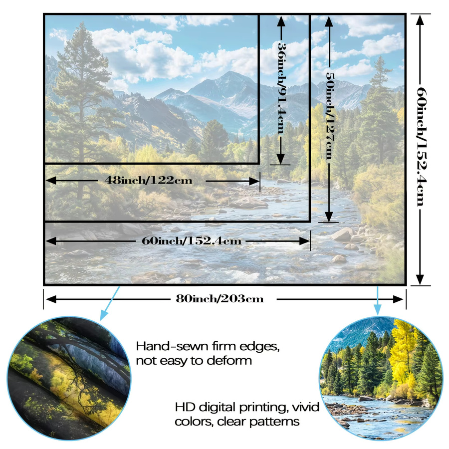 VIKAMA Landschaftsgemälde Wandteppich in Mehrfarbig mit abstraktem Herbst-Design als moderne Wanddekoration - Bild 2